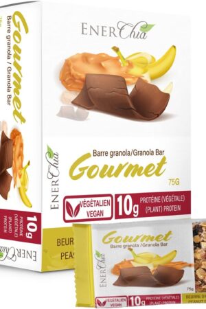 ENERCHIA Gourmet Granola Power Bar - Peanut Butter & Chocolate Banana - Vegan Protein Breakfast Bar (10g protein per 75g Snack Bar, Pack of 12)