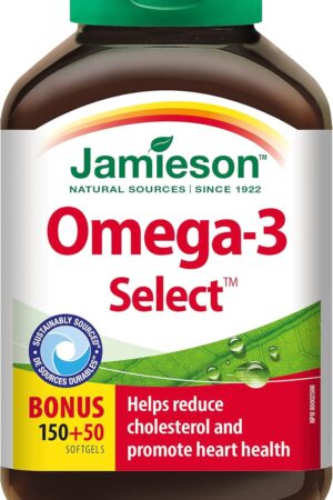 Jamieson Omega-3 Select 1,000 mg, Improves Heart Health, Supports Brain Health, and Reduces