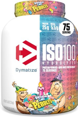 Dymatize ISO100 Hydrolyzed Protein Powder, 100% Whey Isolate Protein, 25g of Protein, 5.5g BCAAs, Gluten Free, Fast Absorbing, Easy Digesting, Birthday Cake, 5 Pound
